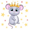 Cute cartoon king mouse.