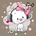 Cute cartoon kitten with headphones