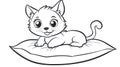 Cute Kitten Resting on Pillow. Royalty Free Stock Photo