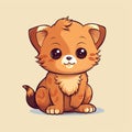 cute cartoon kitten sitting on a beige background Royalty Free Stock Photo