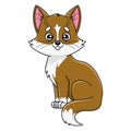 Cute cartoon kitten sitting little cat