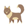 Cute cartoon kittie or cat with colored fur vector illustrations.