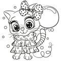 Cute Cartoon kitty with bow