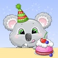 Cute cartoon koala birthday.