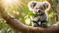 Cute cartoon koala eucalyptus leaves animal leaf nature