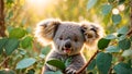 Cute cartoon koala eucalyptus leaves animal leaf nature mammal