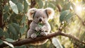 Cute cartoon koala eucalyptus leaves animal leaf