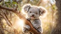 Cute cartoon koala eucalyptus leaves animal leaf nature mammal adorable small