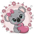Cute Cartoon Koala with heart Royalty Free Stock Photo