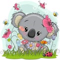 Cute Cartoon Koala on a meadow Royalty Free Stock Photo