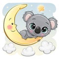 Cute Cartoon Koala on the moon Royalty Free Stock Photo