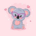 Cute cartoon Koala teddy with heart. I love you. Royalty Free Stock Photo