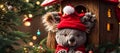 Cute cartoon koala design santa hat funny christmas festive creative animal bear