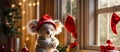 Cute cartoon koala design santa hat fluffy christmas festive creative animal bear