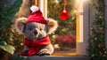 Cute cartoon koala design santa hat mammal charming festive creative animal bear