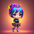 A cute cartoon korean k-pop dancer girl - Generated by Generative AI