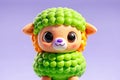 Cute cartoon lamb with green fluffy wool Royalty Free Stock Photo
