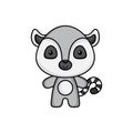 Cute cartoon lemur logo template on white background. Mascot animal character design of album, scrapbook, greeting card,