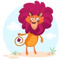 Cute cartoon lion. Vector character illustration for children book.