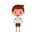 Cute cartoon little angry boy. Little schoolboy character. Vector illustration Royalty Free Stock Photo