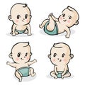 Cute cartoon little babies set, Vector