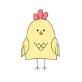 Cute cartoon little chicken. Vector illustration. Isolated on white background Royalty Free Stock Photo