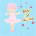 Cute cartoon little girl ballerina dancing. Love to dance Royalty Free Stock Photo