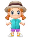 Cute cartoon little girl in a hat Royalty Free Stock Photo