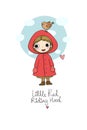 Cute cartoon little girl. Red Riding Hood fairy tale. Hand drawing isolated objects on white background. Royalty Free Stock Photo