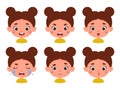 Cute cartoon little kid girl in various expressions and gesture. Cartoon child character showing different emotions Royalty Free Stock Photo