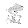 Cute cartoon little mermaid. Siren. Sea theme.