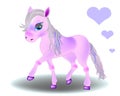 Cute cartoon little pink baby horse