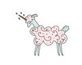 Cute cartoon llama alpaca with unicorn horn. Vector illustration Royalty Free Stock Photo