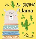 Cute cartoon llama alpaca vector graphic design set. Hand drawn llama character illustration Royalty Free Stock Photo