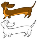 Cute cartoon long dachshund