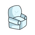 Cute cartoon lounge armchair for household furniture vector clipart. Home decor living room recliner seat for life