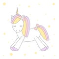Cute cartoon lovely rainbow unicorn illustration