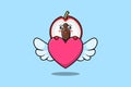 cute cartoon Lychee character hiding heart