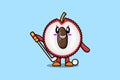 Cute cartoon Lychee character playing golf