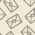 Cute cartoon mail post envelopes doodles seamless border pattern. Vector repeatable background texture tile. Cozy craft template