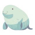 Cute cartoon manatee smiling in underwater