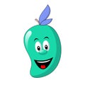 cute cartoon mango flat fruit character. Modern illustration with cute comics characters. Hand drawn doodles of comic characters.