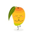 Cute cartoon mango practicing yoga Royalty Free Stock Photo