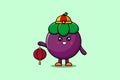 Cute cartoon Mangosteen chinese holding lantern