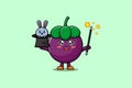 cute cartoon Mangosteen magician with bunny Royalty Free Stock Photo