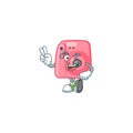Cute cartoon mascot picture of instan camera with two fingers