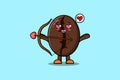 Cute cartoon mascot romantic cupid Coffee beans