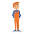 Cute cartoon mechanic boy in an orange jumpsuit