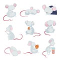 Cute cartoon mice. Vector illustration on white background. Royalty Free Stock Photo