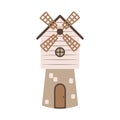 Cute cartoon mill. Simple flat icon